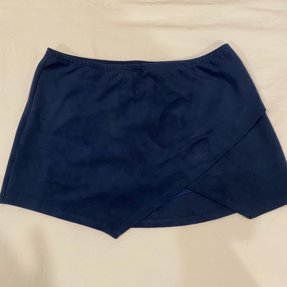 Navy Blue Suede Envelope Skirt